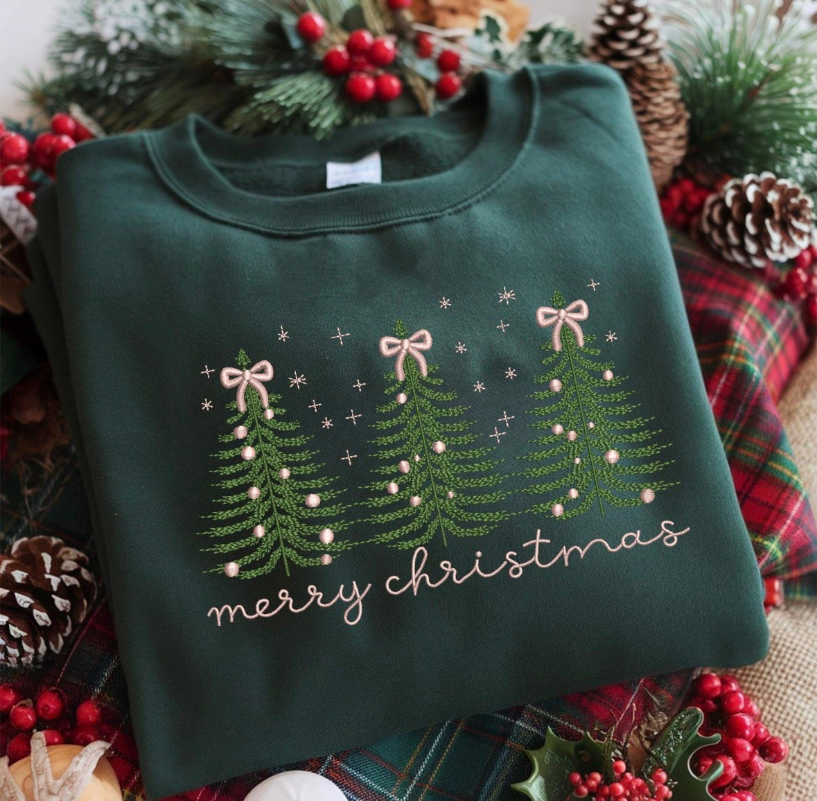 Merry Christmas Embroidery Sweatshirt