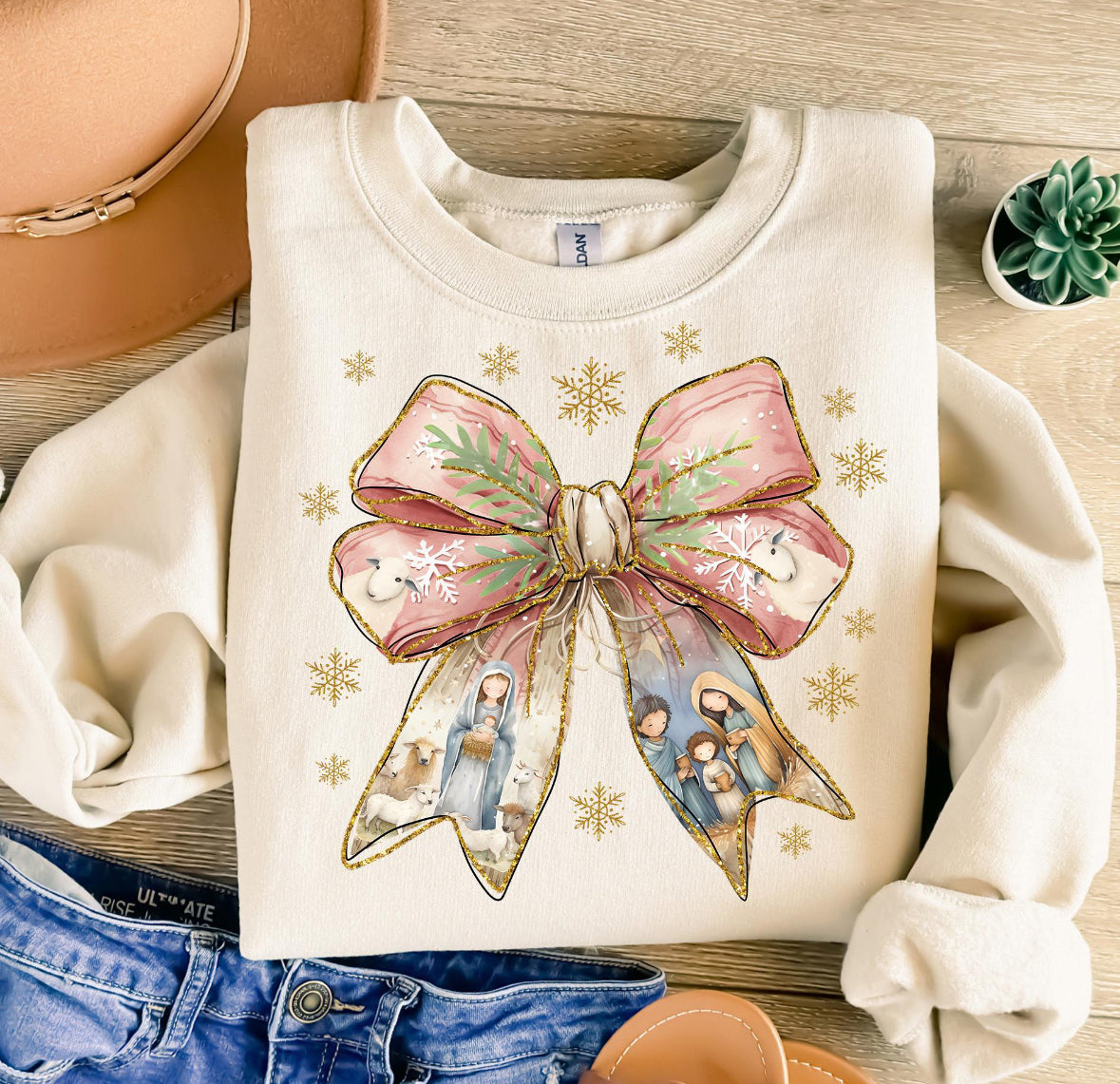Nativity Scene Bow T-Shirt/Sweatshirt