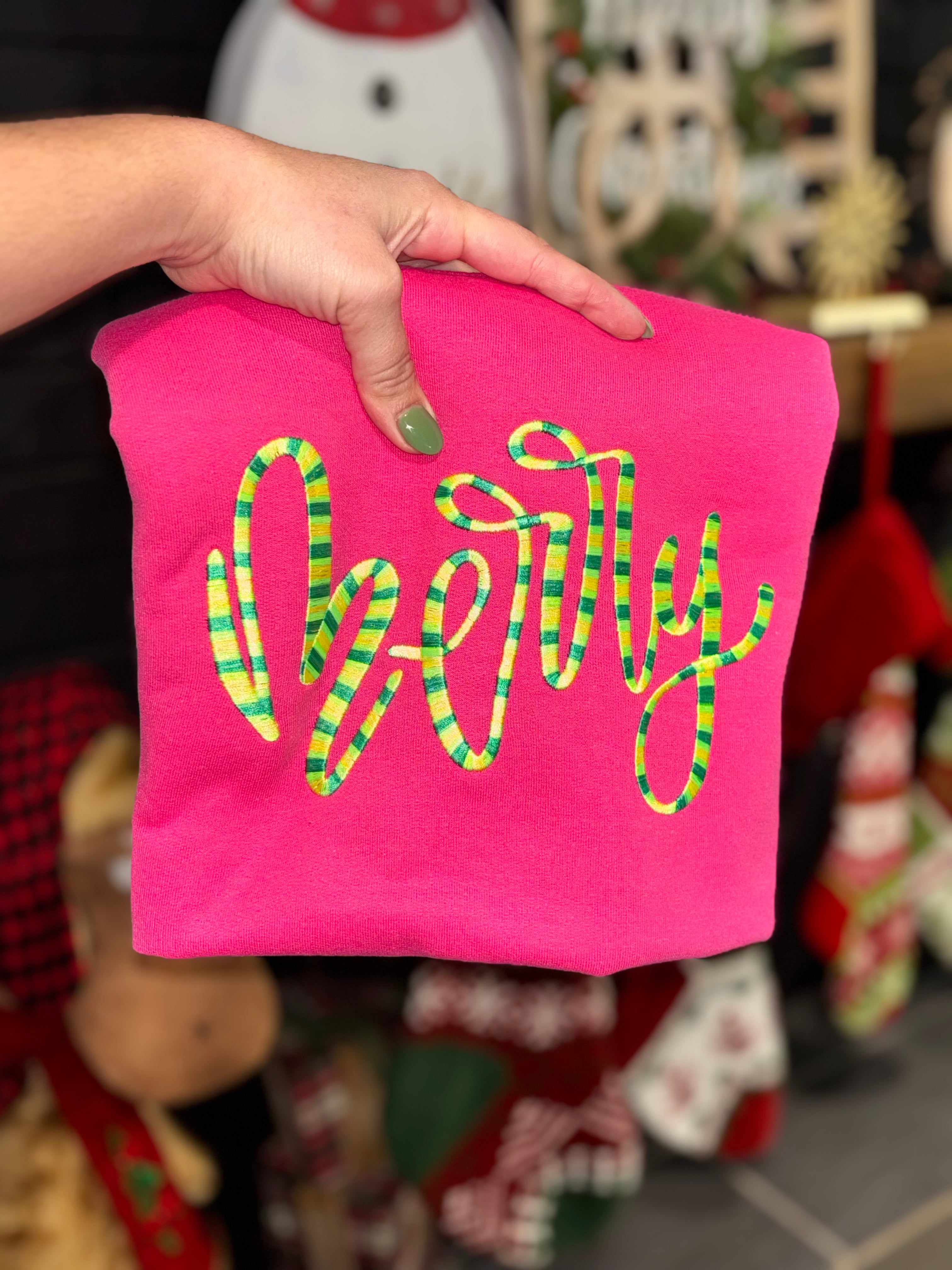 Embroidered Merry Sweatshirt