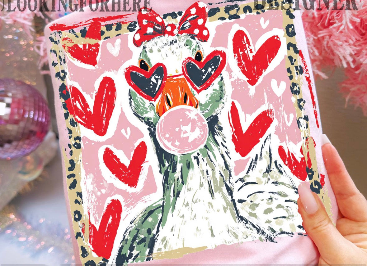 Leopard Valentines Day Goose T-Shirt