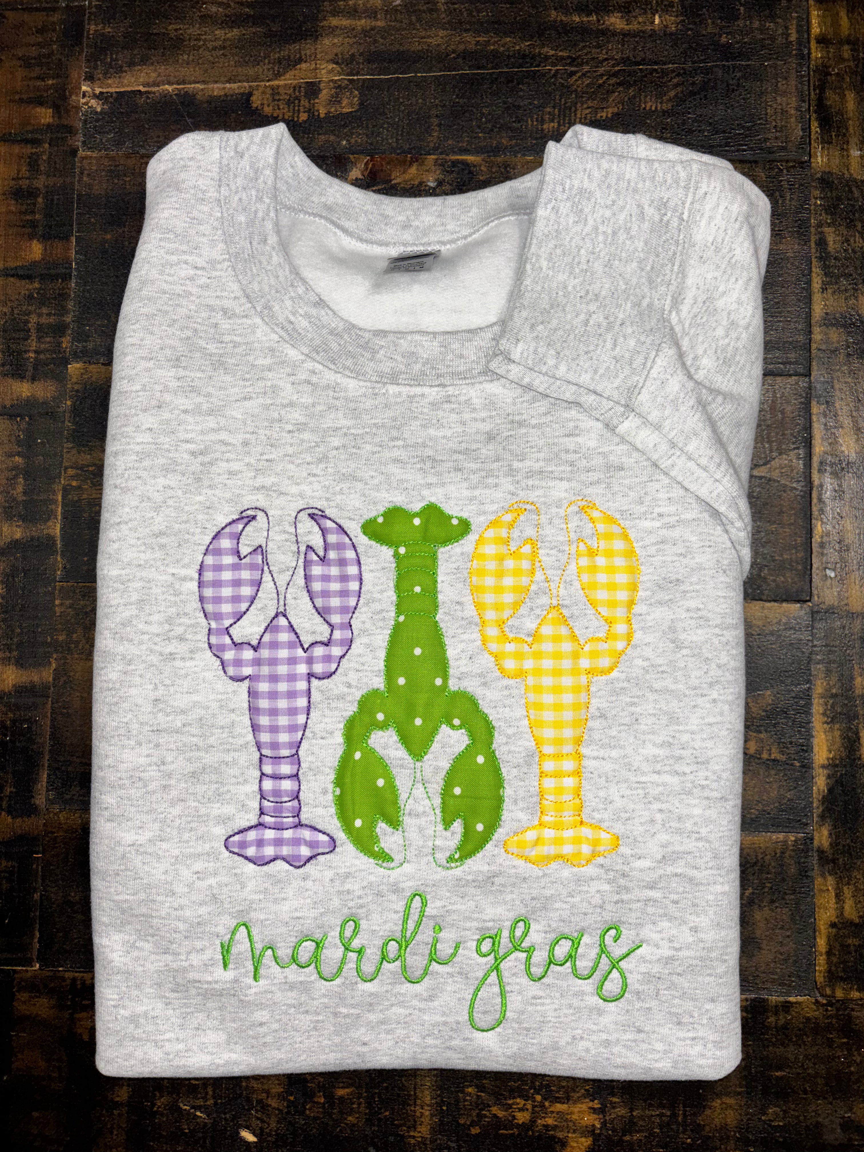 Appliqué Mardi Gras Crawfish Sweatshirt