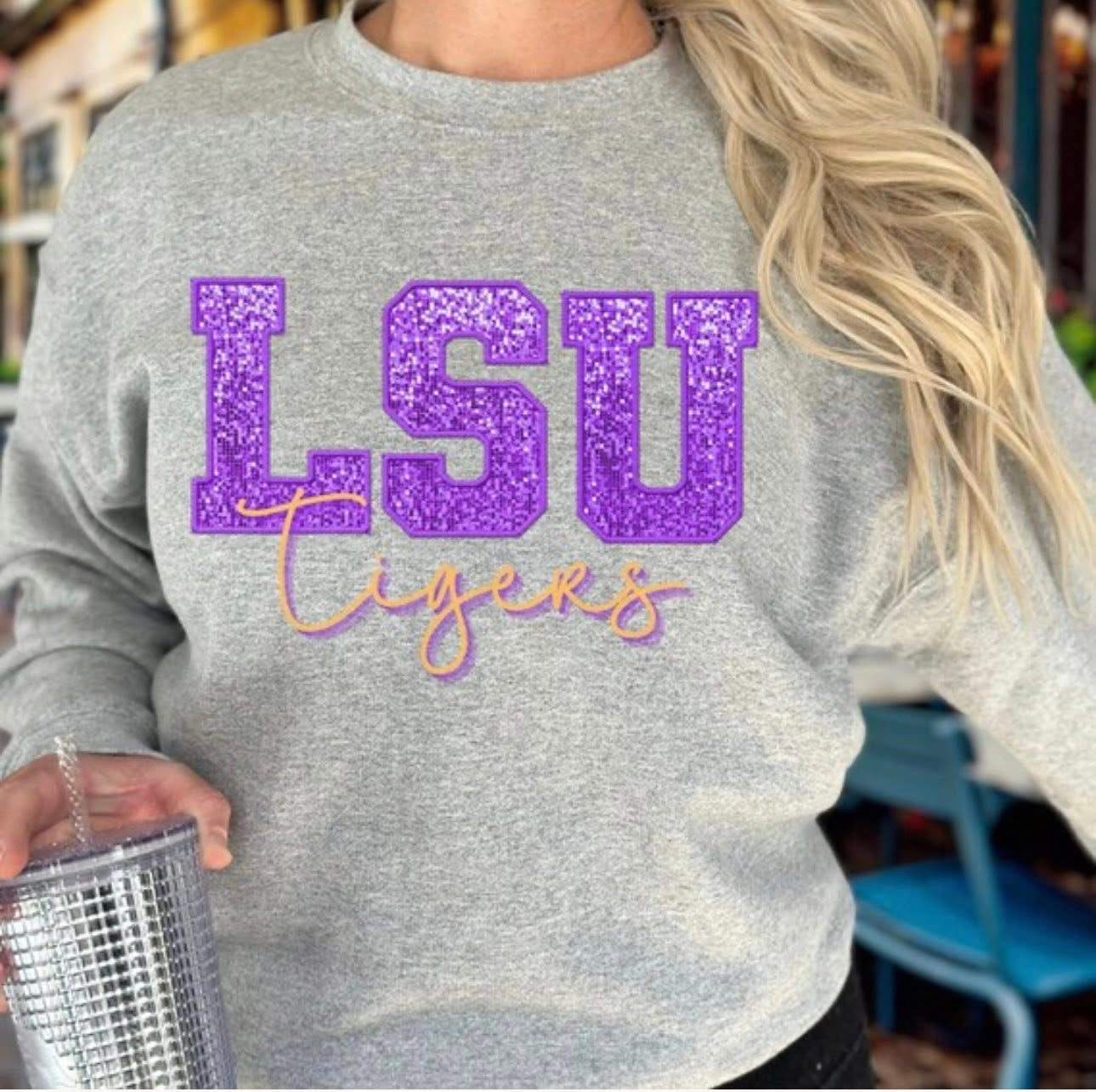 Faux Glitter LSU Tigers