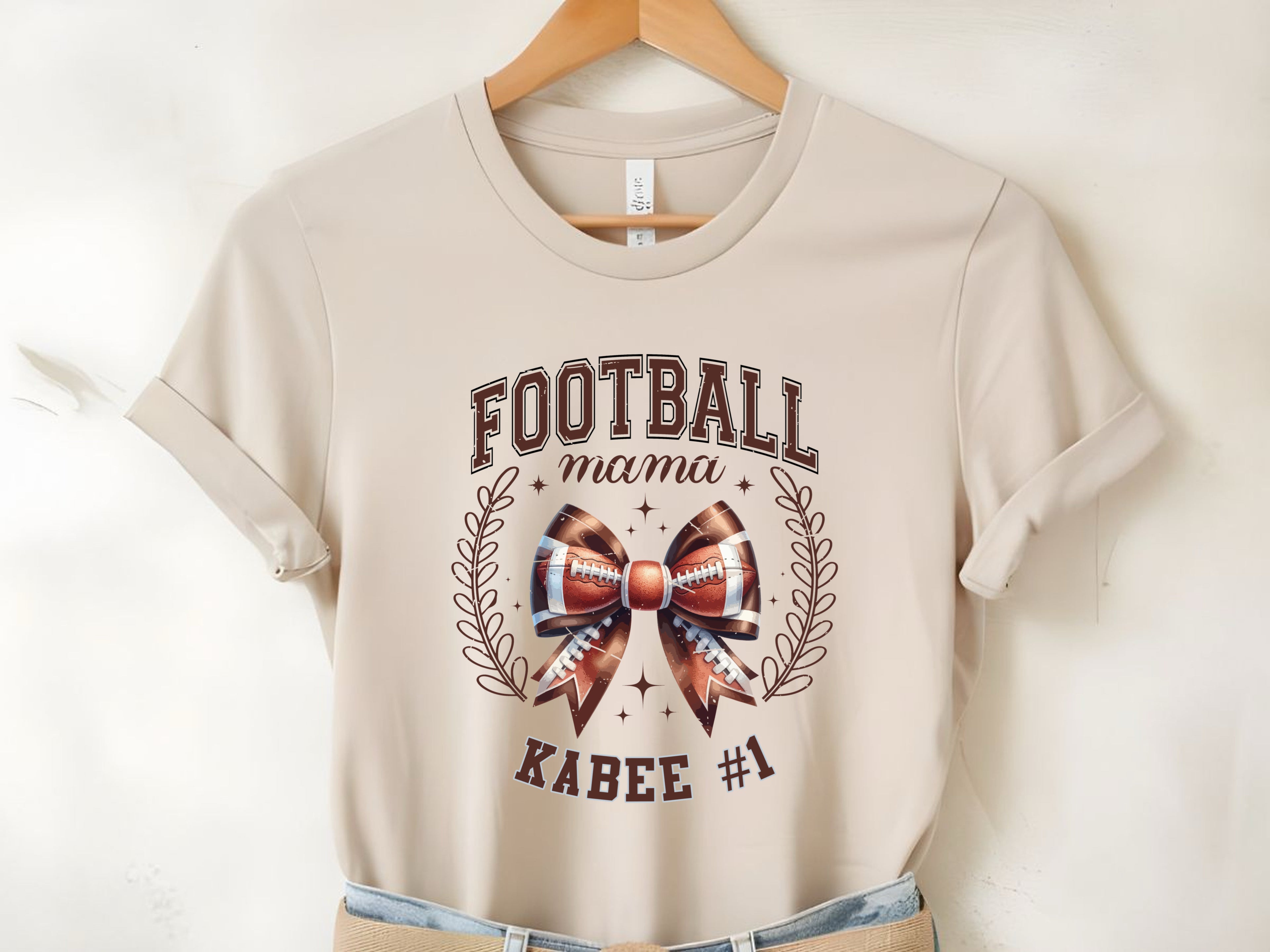 Personalized football Mama Tee