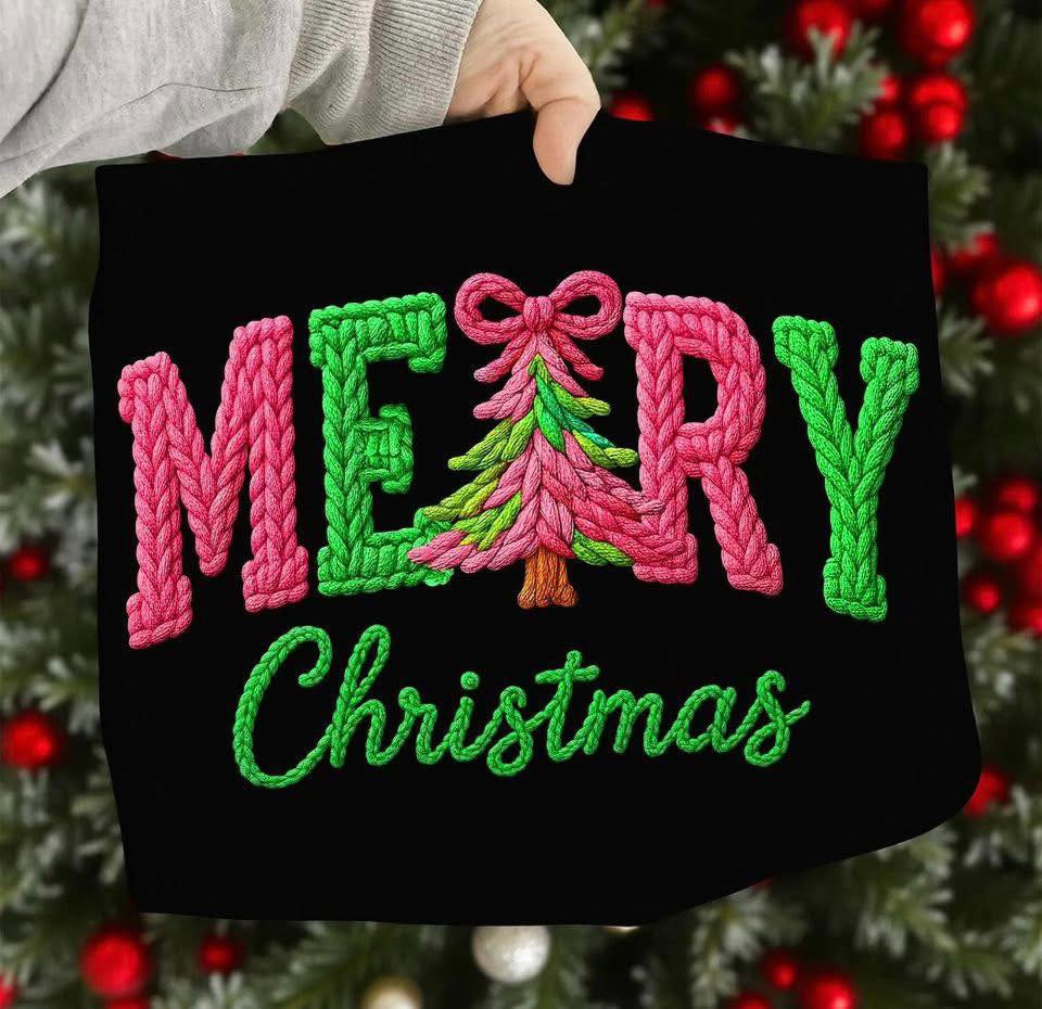 Merry Christmas faux yarn T-Shirt