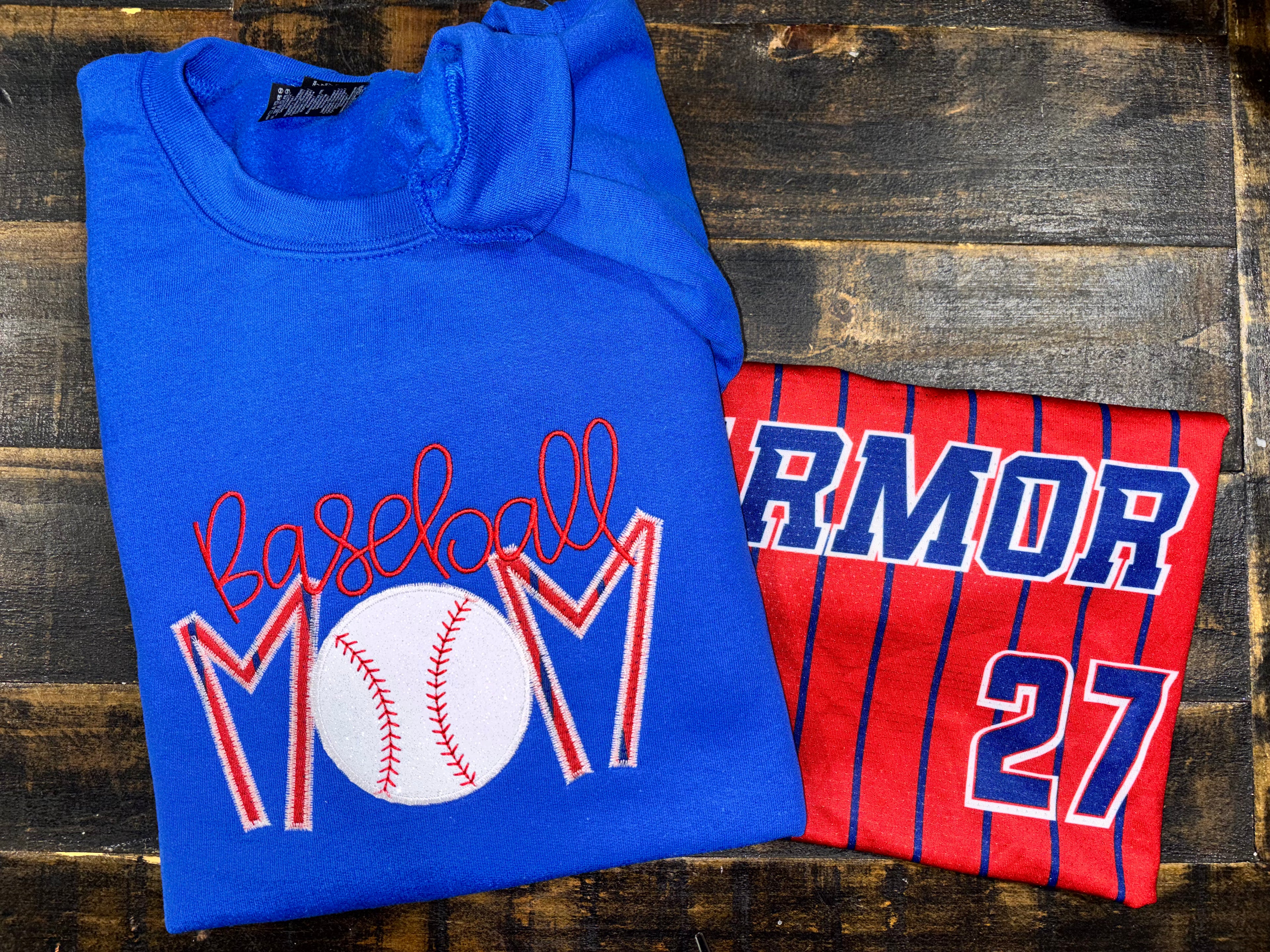 Baseball Mom Appliqué Embroidery sweatshirt